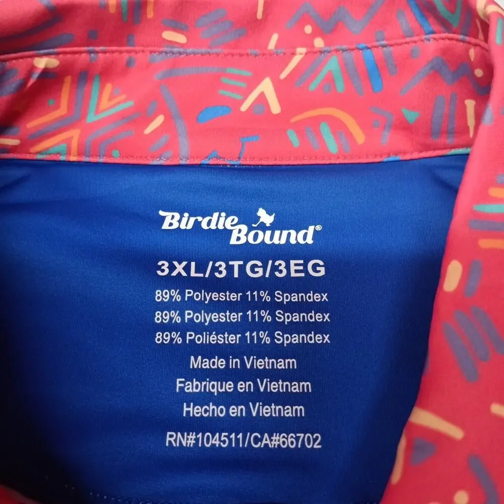 Birdie Bound Golf Polo Shirt‎ Men's 3XL XXXL Coral Easy Care UV Comfort Stretch